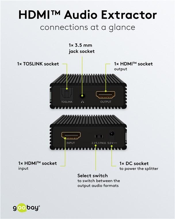 Extracteur audio hdmi 4k@30 hz // numérique (optique) et analogique (jack 3.5mm)