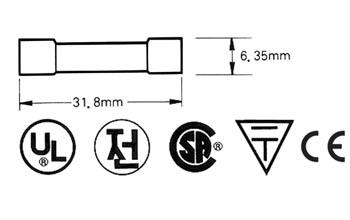 Fusible 6.35 x 32mm retarde 8a (10pcs/boite)
