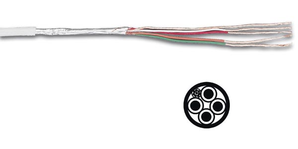 Cable blinde 4 conducteurs de 0.22mm2 d=4.2mm l =1m blanc
