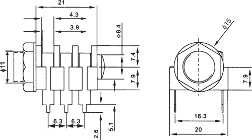 Lot de 2 x fiche jack 6.35mm femelle  stereo chassis ci avec inter
