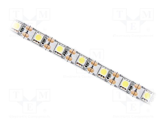 Ruban led blanc neutre (2800-3200k) 5050 / 5v / 12w/m / 60led/m / 10mm / (vendu au mètre)