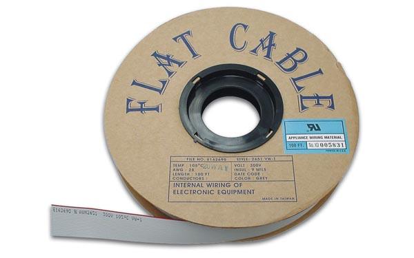 Câble en nappe 10 conducteurs de 0.08mm2 pas 1.27mm l=30m gris