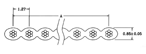 Câble en nappe 16 conducteurs de 0.08mm2 pas 1.27mm l=30m gris