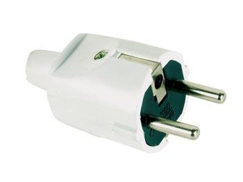 Fiche secteur mâle 2p+1 t 16a 250v blanche