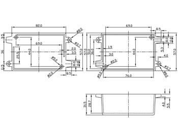 Coffret a fentes d'aeration - noir 82 x 57 x 31.5mm