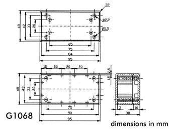 Coffret en abs - gris 95 x 48 x 38mm