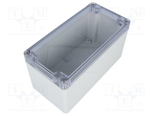 Coffret etanche ip65 en polycarbonate - gris clair avec ouvercle transparent  160 x 80 x 85mm