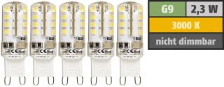 Lampe à led g9 2.3w 180lm 3000k blanc chaud (pack de 5 pièces)