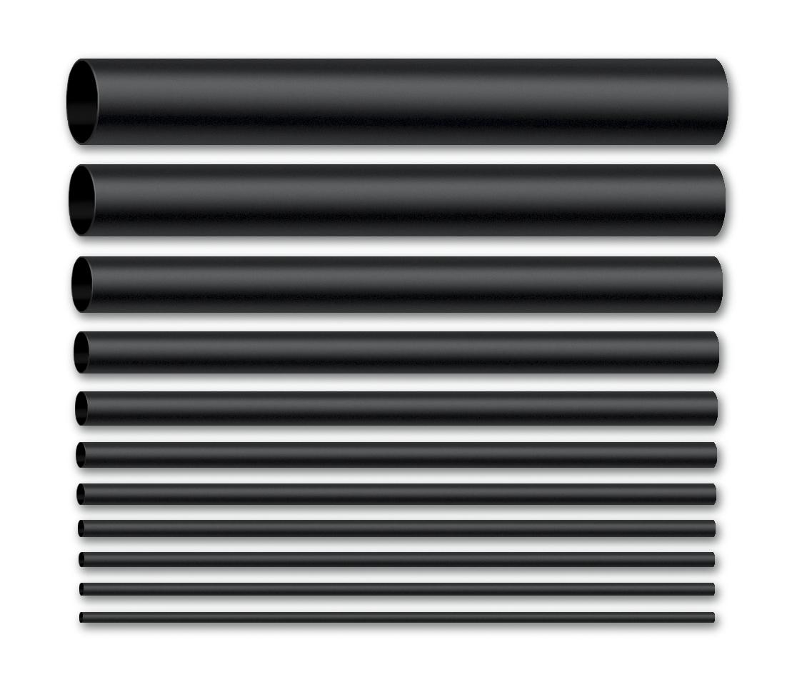 Gaine thermorétractable noire Ø1.5mm coef. de rétractation 2:1 l=200m