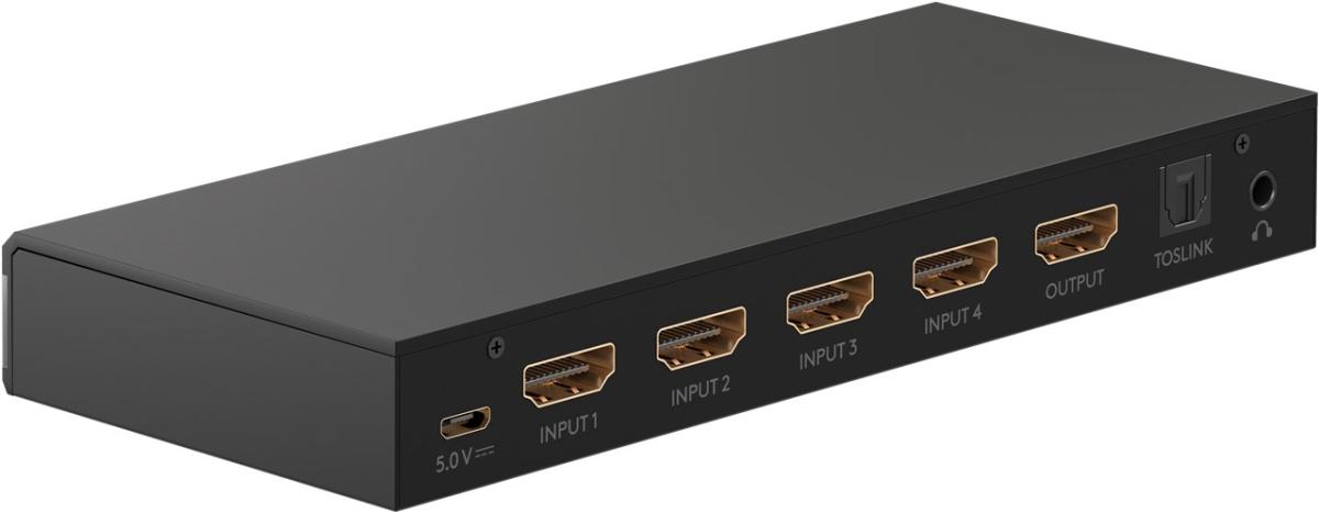 Distributeur amplificateur hdmi 4 entrées vers 1 sortie. ultra-hd 4k@60hz