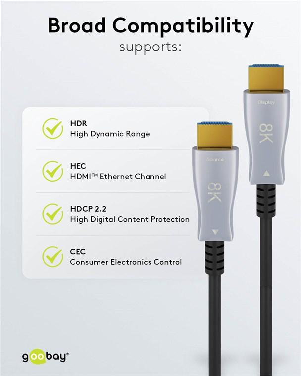 Cable hdmi 2.1 optique ultra-haute vitesse / 8k@60hz et 4k@120hz / 10 mètres / arc
