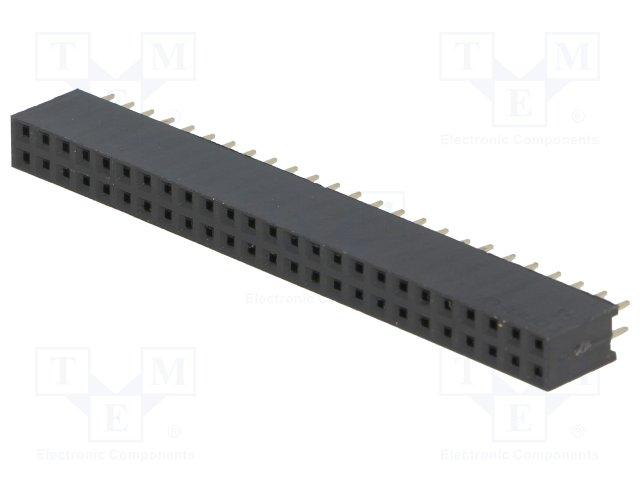 Barrette femelle double rangee - 2 x 20 broches horizontal pas 2.54mm