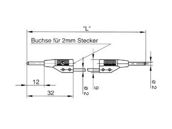 Cordon de mesure fiche banane male/male avec reprise 2mm  l=25cm - cat1  60vdc 6a - rouge - (mvl 2/25) hirschmann