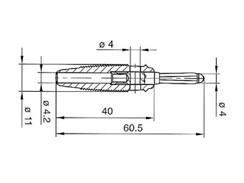 Fiche banane mâle 4.0mm  - cat1  60vdc 30a -avec reprise transversale - a souder - bleue -  (bula 30 k) hirschmann
