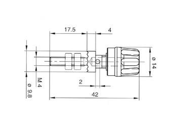 Fiche banane femelle chassis 4mm - borne universelle -  cat1 60vdc 16a - rouge - (pk 10a) - hirschmann