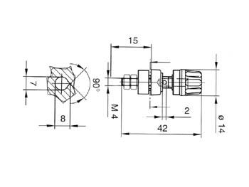 Fiche banane femelle chassis 4mm - borne universelle -  cat1 60vdc 35a - jaune - (pki 10a) hirschmann