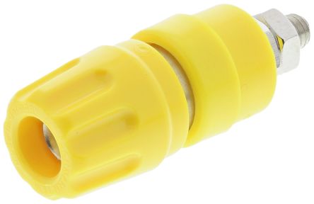 Fiche banane femelle chassis 4mm - borne universelle -  cat1 60vdc 35a - jaune - (pki 10a) hirschmann