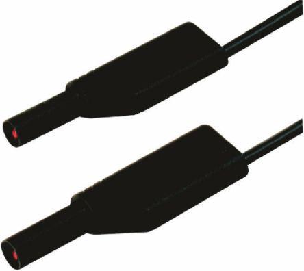 Cordon de mesure 4mm- cat2  1000v,cat3  600v 16a -avec reprise arrière- noir l=25cm (mlb-sh/ws 25/1) hirschmann