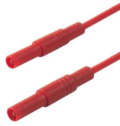 Cordon de mesure 4mm - de sécurité - cat3  1000v 16a - rouge - l=25cm (mlb/gg-sh 25/1) hirschmann