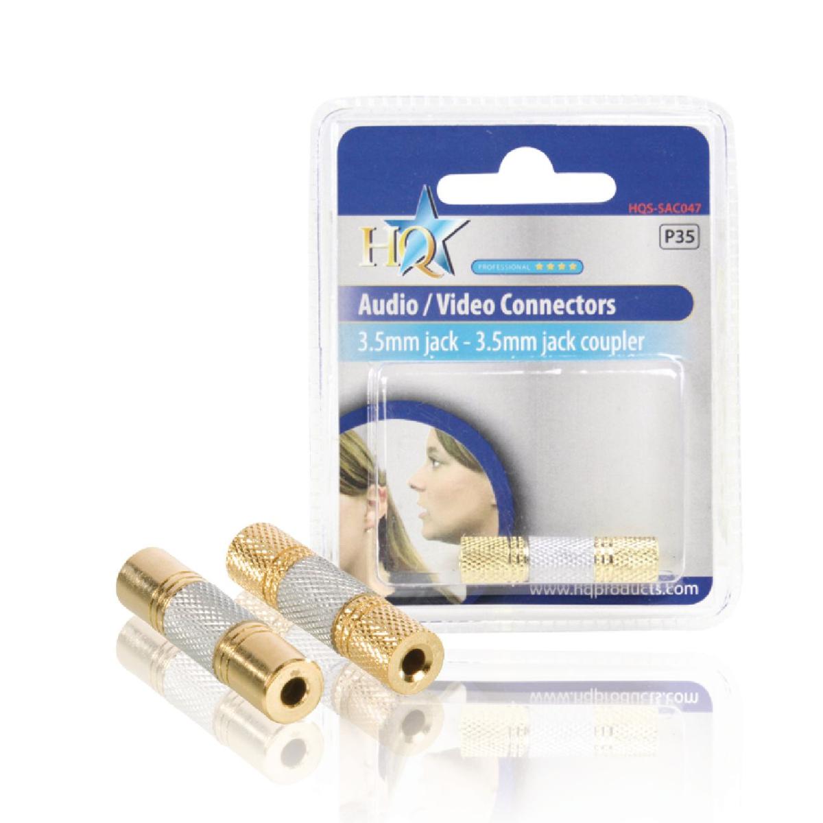 Adaptateur jack 3.5 stéréo femelle vers jack 3.5 stéréo femelle doré