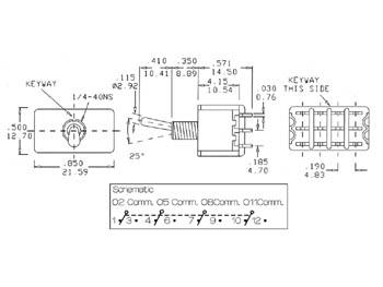 Inter a levier 4rt 3a/250vac d=6.2mm  on/off/on pour ci