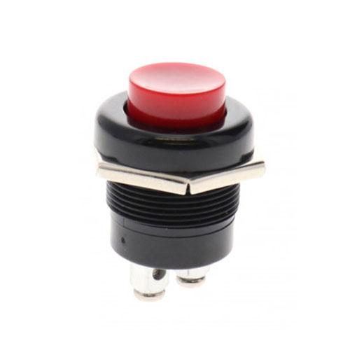 Poussoir fugitif plastique 22mm  1t off-(on) 12v 8a bornier a vis rouge