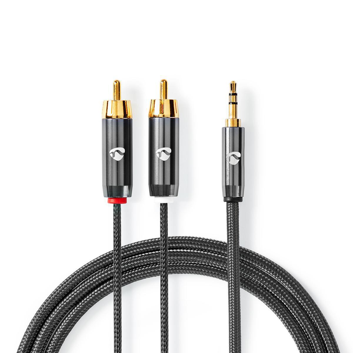 Cable audio hq jack 3,5mm mâle stéréo / rca mâle x2  l=1m