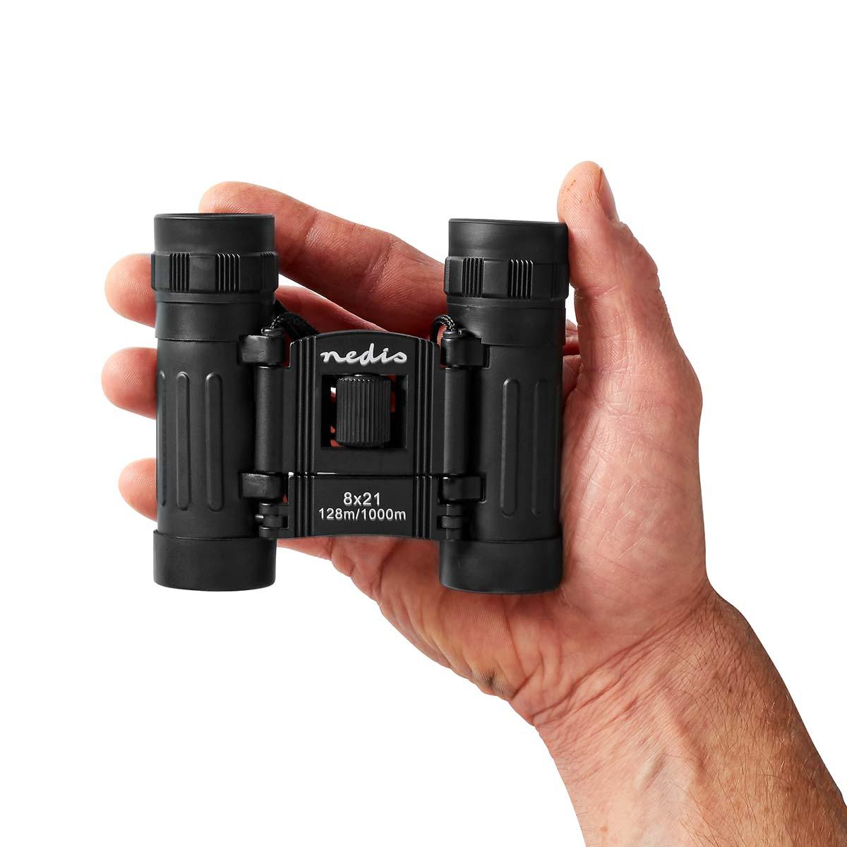 Jumelles / grossissement : 8x / diam. objectif : 21mm / champ de vision: 128m / sac inclus / noir