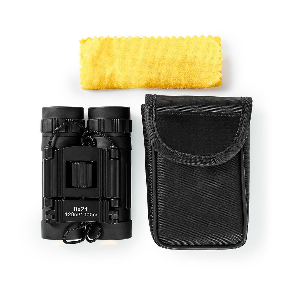 Jumelles / grossissement : 8x / diam. objectif : 21mm / champ de vision: 128m / sac inclus / noir