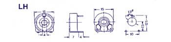 Piher trimmer 47k (large - hor - for spindle)