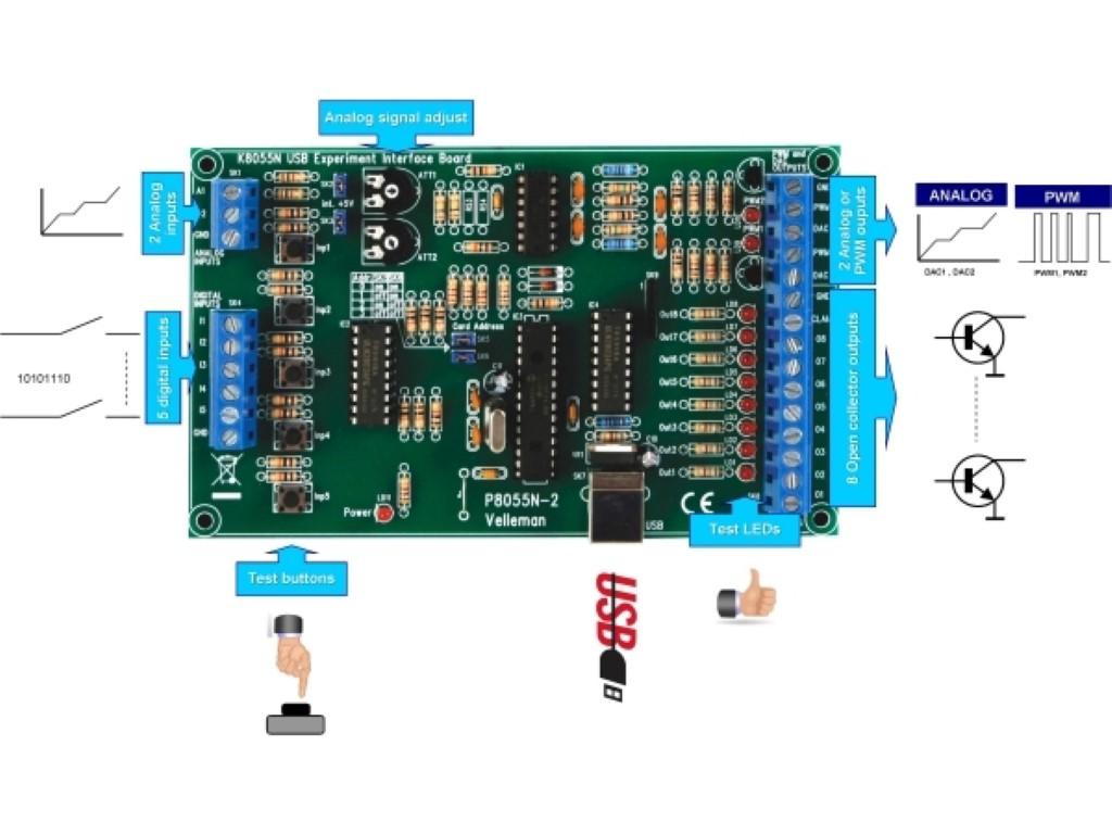 Kit à souder diy / carte d'interface usb pour expérimentations / compatible avec windows