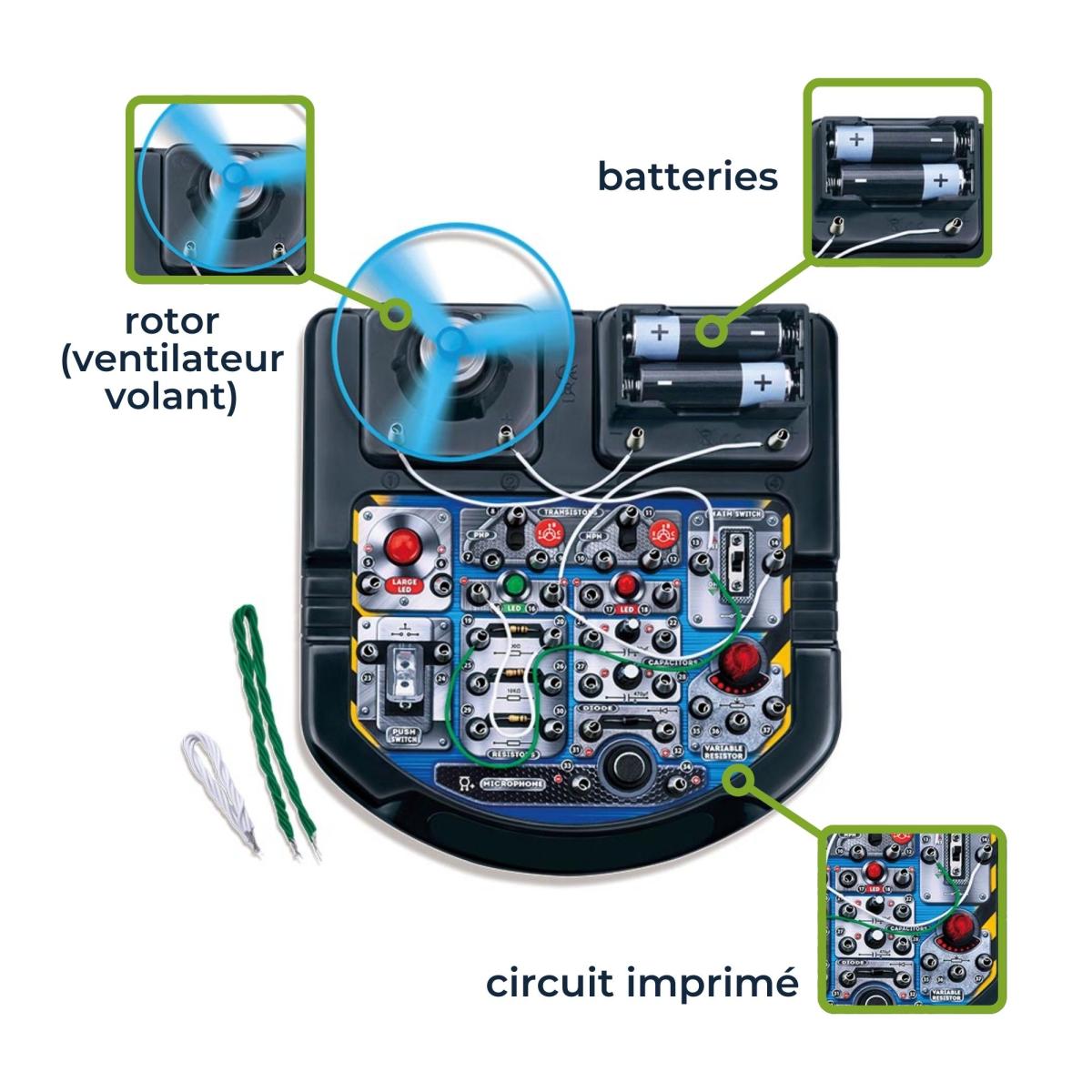 Kit de projets électroniques 18 expériences - led, ventilateur et son