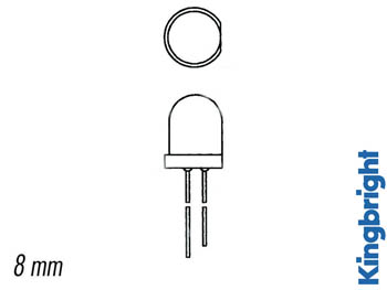 Led superlumineuse rouge diffusante 8mm 100mcd