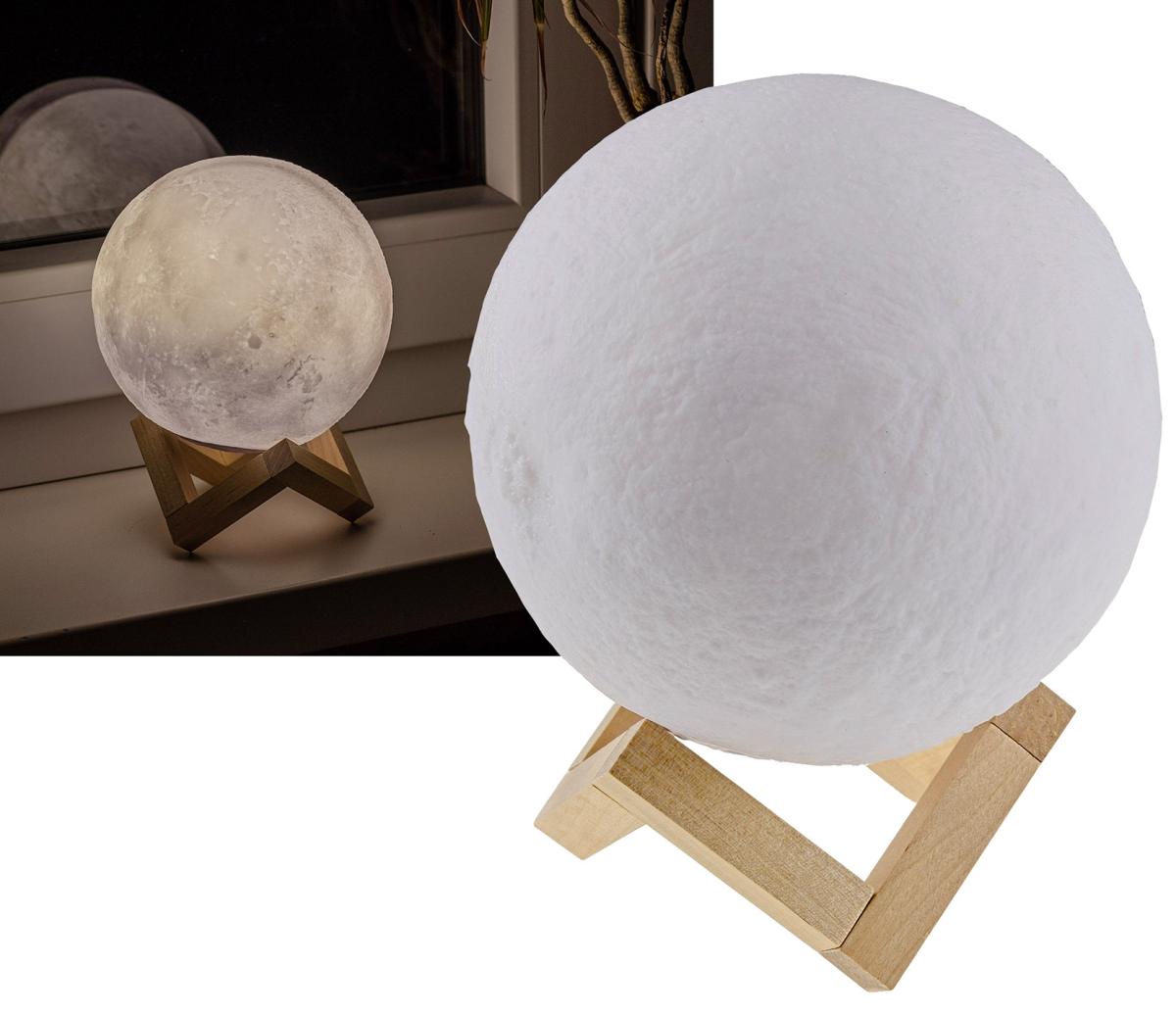 Lumière décorative lune 3d - Ø 15cm - rechargeable - blanc chaud, neutre ou froid