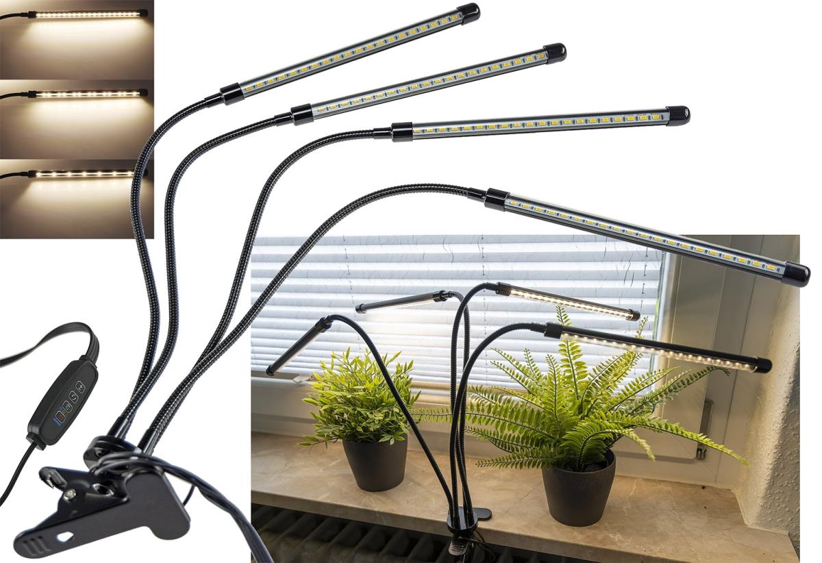 Lampe led pour plantes "ct-pfl" à spectre complet quadruple - support à pince - télécommande