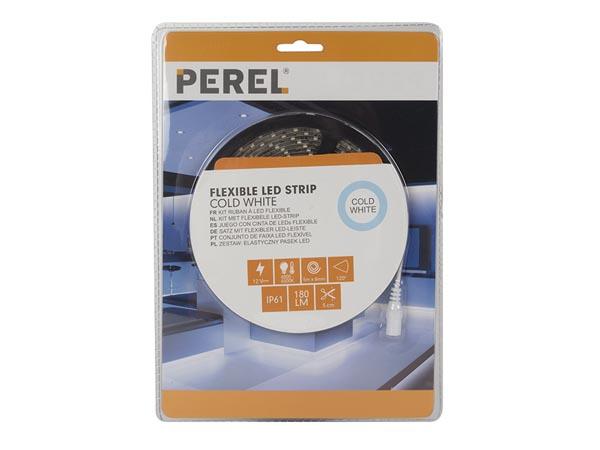Kit ruban à led flexible avec alimentation - blanc froid - 300 led - 5 m - 12 vcc