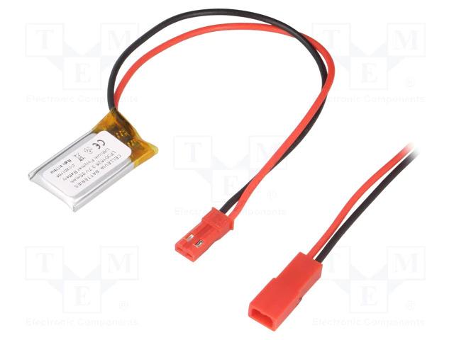 Batterie lithium-polymère (li-po) 3,7v 85mah 3x15x25mm avec connecteur jst syr-02t (male+femelle)