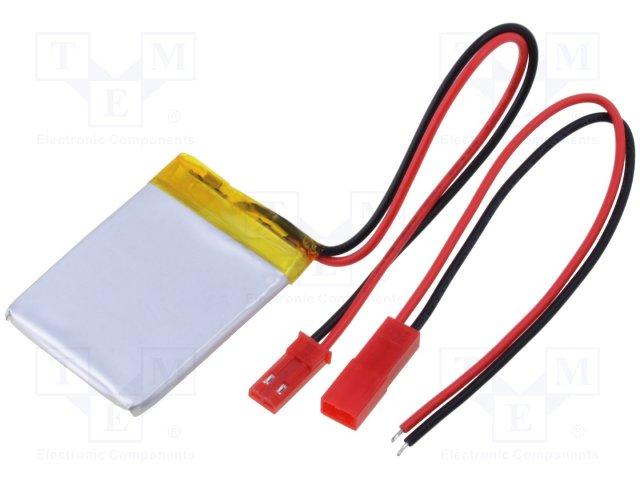 Batterie lithium-polymère (li-po) 3,7v 320mah 3x30x40mm avec connecteur jst syr-02t (male+femelle)