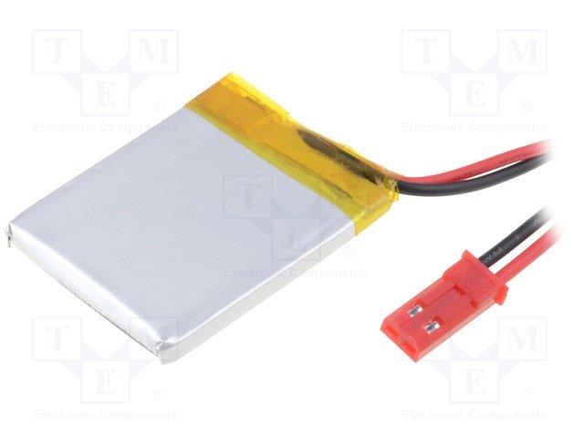 Batterie lithium-polymère (li-po) 3,7v 400mah 4x30x35mm avec connecteur jst syr-02t (male+femelle)