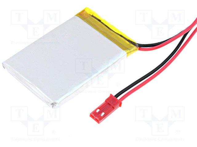 Accu li-po 3.7v 750ma 4.4x34x50mm avec connecteur protection pcb