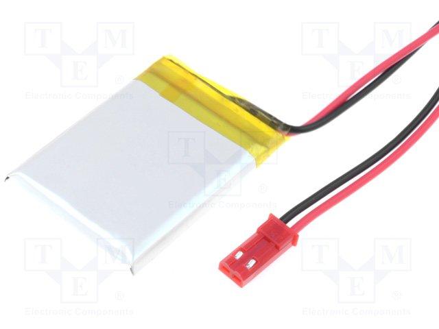 Batterie lithium-polymère (li-po) 3,7v 550mah 5x30x40mm avec connecteur jst syr-02t (male+femelle)