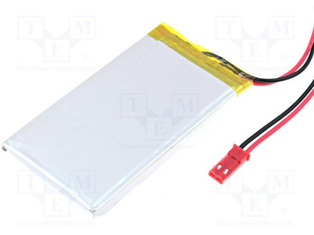 Accu li-po 3.7v 1500ma 5.8x40x70mm avec connecteur protection pcb