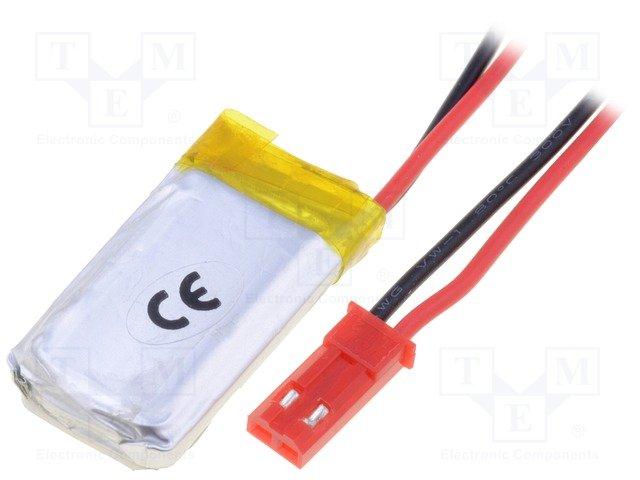 Batterie lithium-polymère (li-po) 3,7v 250mah 6x17x30mm avec connecteur jst syr-02t (male + femelle)