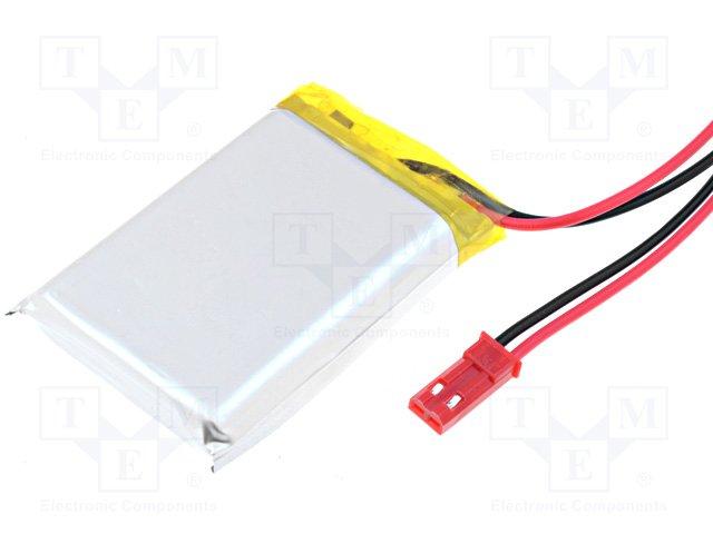 Accu li-po 3.7v 1600ma 9x34x50mm avec connecteur protection pcb