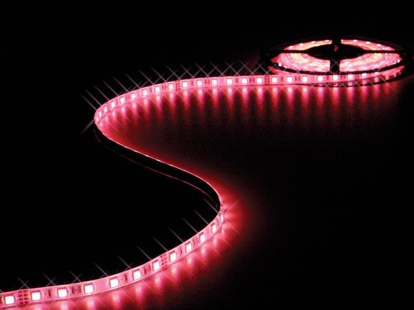 Flexible 300 leds type 5050 5m x 10mm  rouge bleu vert 24v 2.5a 29.5w eclairage indirect
