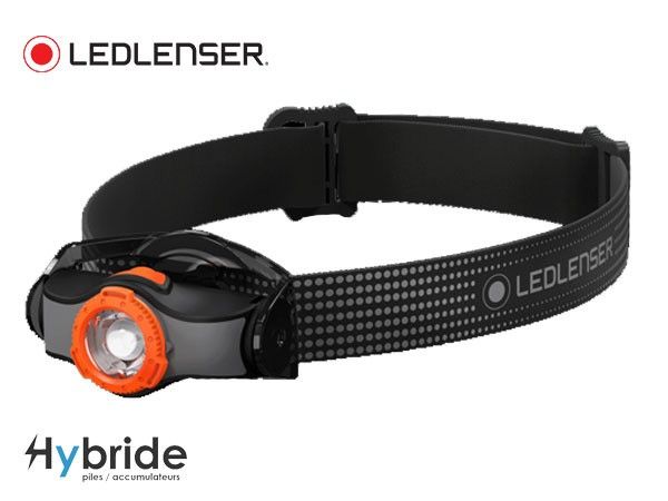 Lampe frontale hybride ledlenser mh3 noire et orange / 200lumen / longue portée 130m