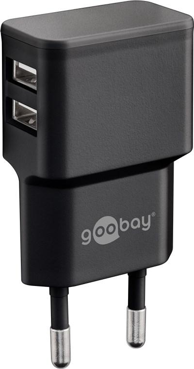 Chargeur usb double 2,4 a (12 w) noir