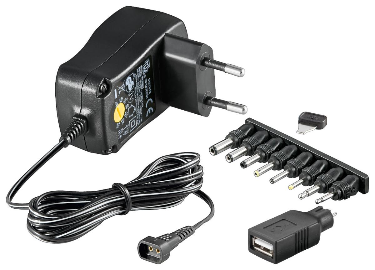 Alim 100-240v 3/4.5/5/6/7.5/9/ 12v 600ma avec 9 fiches adaptateurs