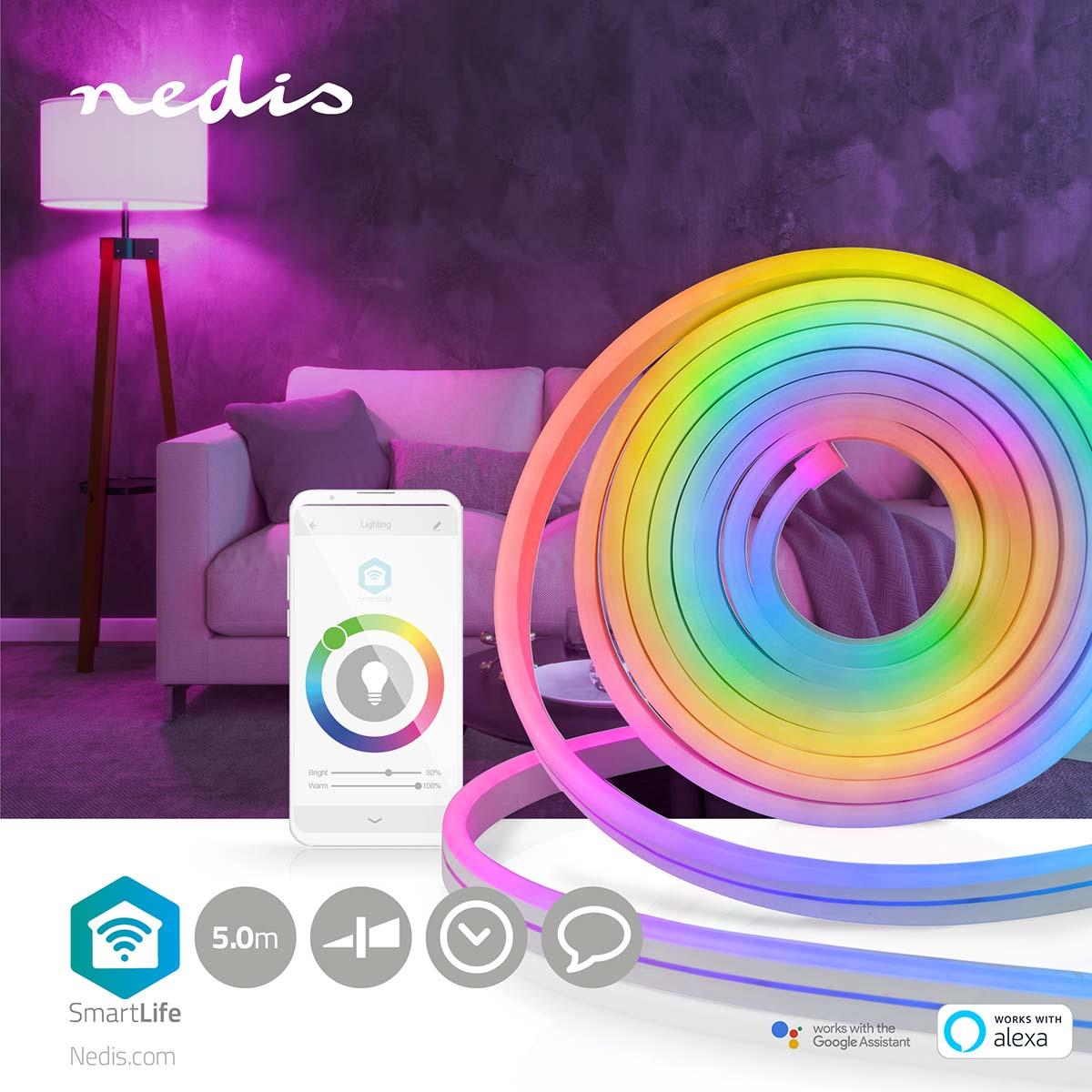 Bande led type néon rgb wifi (télécommande ou smartphone) 5 mètres / 1000 lm / ip44