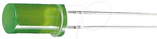 Led verte tres haute luminosité 5mm translucide 110°; 20ma; 2,6÷3,6v; front: plates